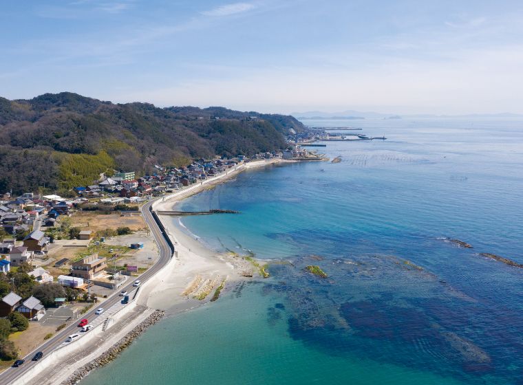愛知県南知多の上空から撮影した海