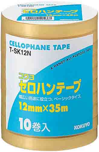 コクヨ セロハンテープ工業用　１２ｍｍ×３５ｍ　１０巻入　透明　大巻き　１パック　Ｔ－ＳＫ１２Ｎ
